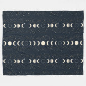 Minimalist Lunar Phases Pattern with Stars and Nig Fleece Deken (Voorkant (Horizontaal))