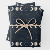 Minimalist Lunar Phases Pattern with Stars and Nig Inpakpapier Vel (In situ)