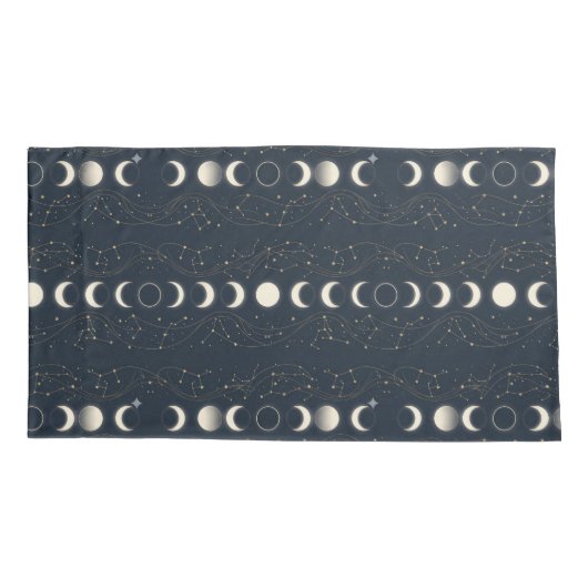 Minimalist Lunar Phases Pattern with Stars and Nig Kussensloop (Achterkant)