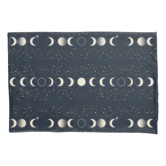 Minimalist Lunar Phases Pattern with Stars and Nig Kussensloop (Voorkant)