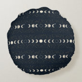 Minimalist Lunar Phases Pattern with Stars and Nig Rond Kussen (Achterkant)