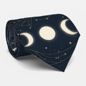 Minimalist Lunar Phases Pattern with Stars and Nig Stropdas (Opgerold)