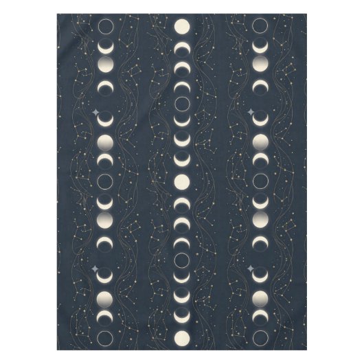 Minimalist Lunar Phases Pattern with Stars and Nig Tafelkleed (Voorkant)