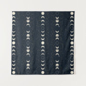 Minimalist Lunar Phases Pattern with Stars and Nig Wandkleed (Voorkant (horizontaal))