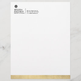 Minimalist Luxe Floral Logo Designer Faux Gold Briefhoofd