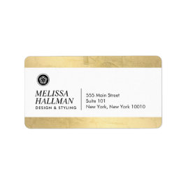 Minimalist Luxe Floral Logo Designer Faux Gold Etiket