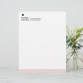 Minimalist Luxe Floral Logo Designer Roze Gepersonaliseerd Briefhoofd (Staand voorkant)