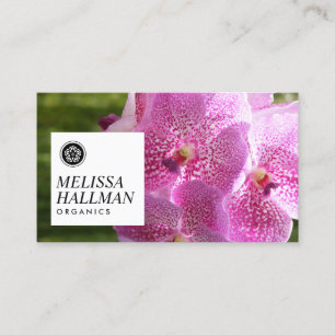 Minimalist Luxe Floral Logo met Roze Orchideeën Visitekaartje