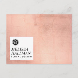 Minimalist Luxe Floral Logo Roos Gold Briefkaart