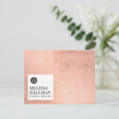 Minimalist Luxe Floral Logo Roos Gold Briefkaart (Staand voorkant)