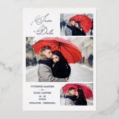 Minimalist Luxury 3 Photos Wedding Silver  Folie Uitnodiging (Voorkant)