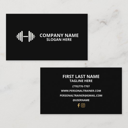 Minimalist Luxury Gym Trainer Coach Weight Fitness Visitekaartje (Voorkant / Achterkant)