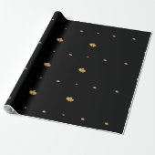 Minimalist Luxury Interlocking Gold Hearts on Blac Cadeaupapier (Uitgerold)