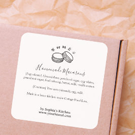 Minimalist Macaron Logo Bakery Ingredient Label