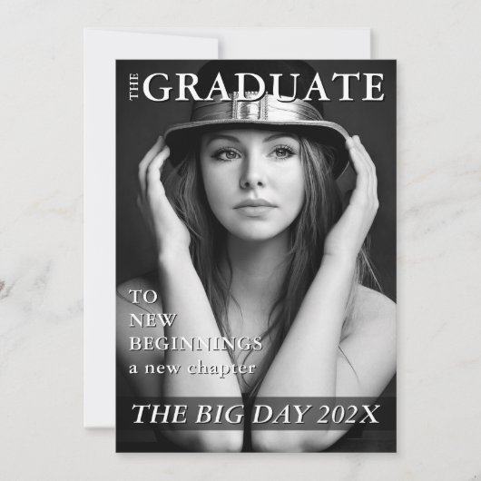 Minimalist Magazine Hoesje Afstuderen Uitnodiging (Voorkant)