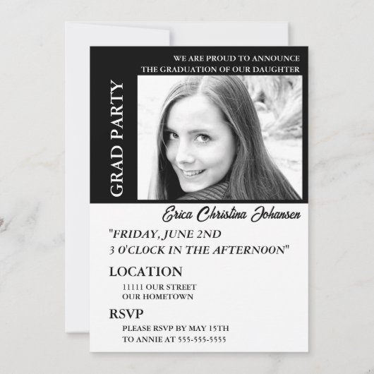 Minimalist Magazine Hoesje Afstuderen Uitnodiging (Achterkant)