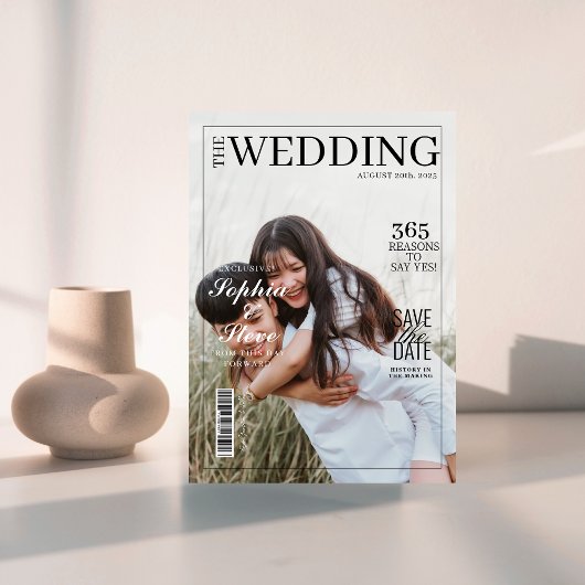 Minimalist Magazine Hoesje Wedding Save the Date Kaart