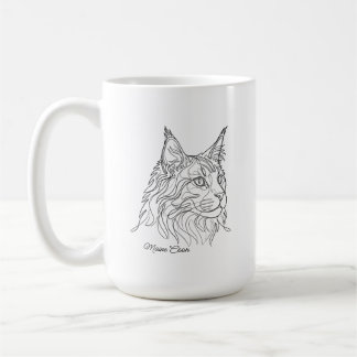 Minimalist Maine Coon Line Drawing Custom Pet Name Koffiemok