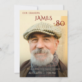 Minimalist Male Family Photo 80th Birthday  Kaart