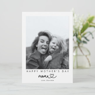 Minimalist Mama Calligraphy Happy Mother's Photo Kaart