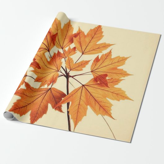 Minimalist Maple Leaves Art – Botanical Print Cadeaupapier (Uitgerold)