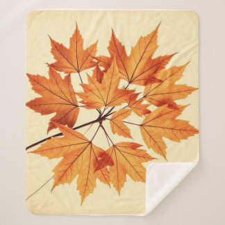 Minimalist Maple Leaves Art – Botanical Print Sherpa Deken