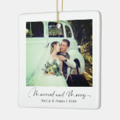 Minimalist Married & Merry Christmas Foto Keramisch Ornament (Links)