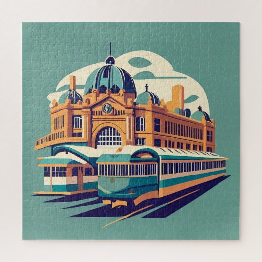 Minimalist Melbourne Australië schilderij souvenir Legpuzzel (Verticaal)