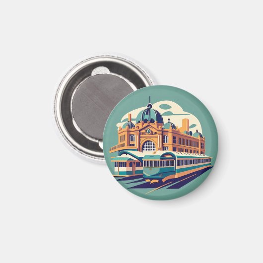 Minimalist Melbourne Australië schilderij souvenir Magneet (Voorkant / Achterkant)