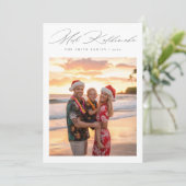 Minimalist Mele Kalikimaka Beach Photo Feestdagenkaart (Staand voorkant)