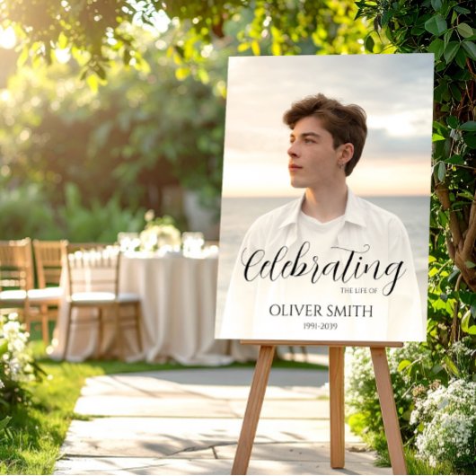 Minimalist Memory Photo Custom Celebration of Life Poster