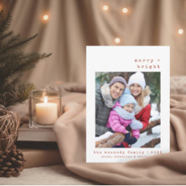 Minimalist Merry + Bright Family | Kaart voor Kers