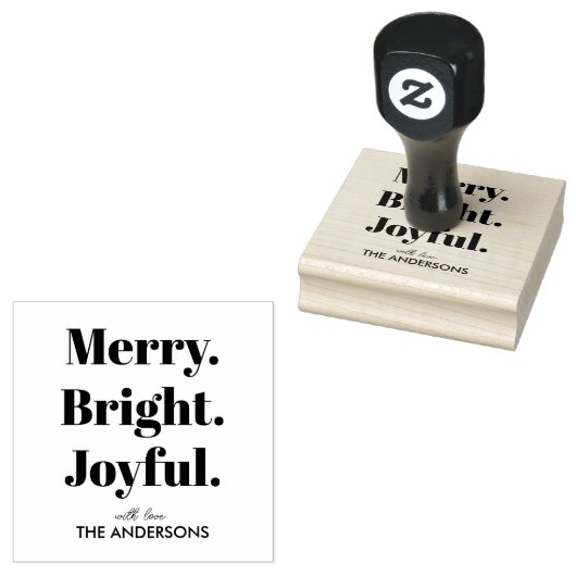 Minimalist Merry Bright Joyful Rubberstempel (Gestempeld)
