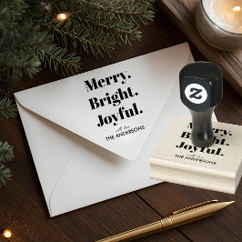 Minimalist Merry Bright Joyful Rubberstempel