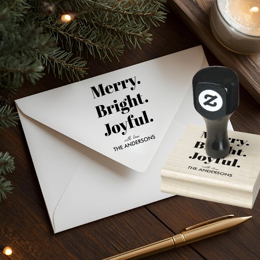 Minimalist Merry Bright Joyful Rubberstempel