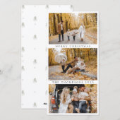 Minimalist Merry Christmas 3 foto's Modern Feestdagenkaart (Voorkant / Achterkant)