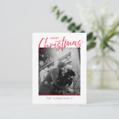 Minimalist Merry Christmas Eenvoudige rode foto Feestdagenkaart (Staand voorkant)