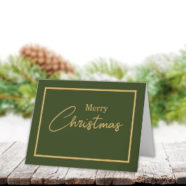 Minimalist Merry Christmas Green & Gold Feestdagen Kaart