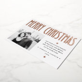 Minimalist Merry Christmas modern retro white Folie Feestdagenkaart (Gedraaid)