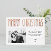 Minimalist Merry Christmas modern retro white Folie Feestdagenkaart (Staand Voorkant)