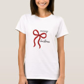 Minimalist Merry Christmas Red Bow  T-shirt (Voorkant)