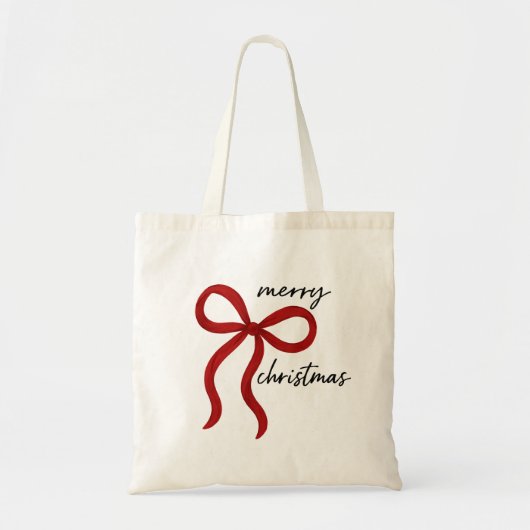 Minimalist Merry Christmas Red Bow  Tote Bag (Voorkant)