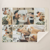 Minimalist Merry Christmas Script 5 Photo Collage  Sherpa Deken (Voorkant (horizontaal))