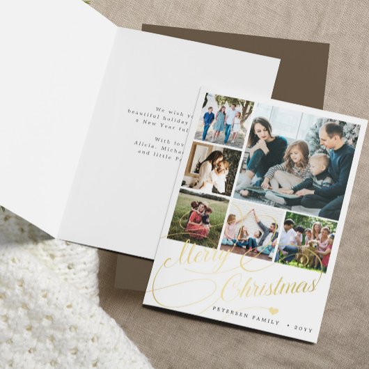Minimalist Merry Christmas script 6 fotocollage Feestdagen Kaart