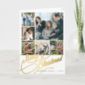 Minimalist Merry Christmas script 6 fotocollage Feestdagen Kaart (Voorkant)