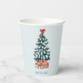 Minimalist Merry Christmas Snowy Pine Tree Papieren Bekers (Achterkant)