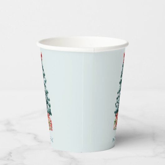 Minimalist Merry Christmas Snowy Pine Tree Papieren Bekers (Rechts)