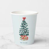 Minimalist Merry Christmas Snowy Pine Tree Papieren Bekers (Voorkant)