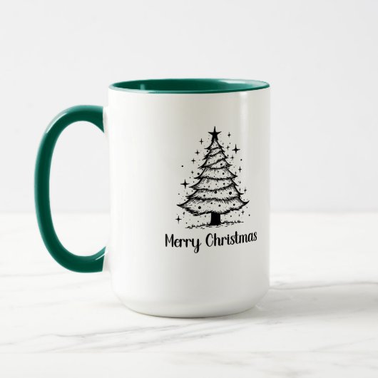 Minimalist Merry Christmas Tree Mug Mok (Links)