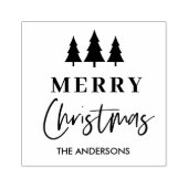 Minimalist Merry Christmas Tree Personalized Rubberstempel (Afrduk)